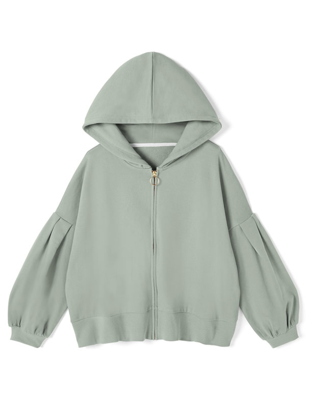 フロントジップボリュームスリーブパーカー