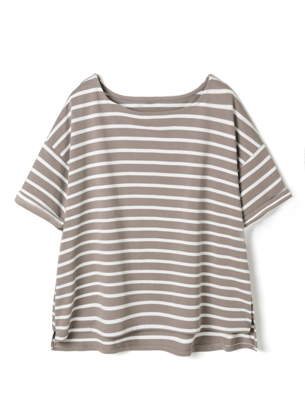 袖ロールアップボーダーTシャツ