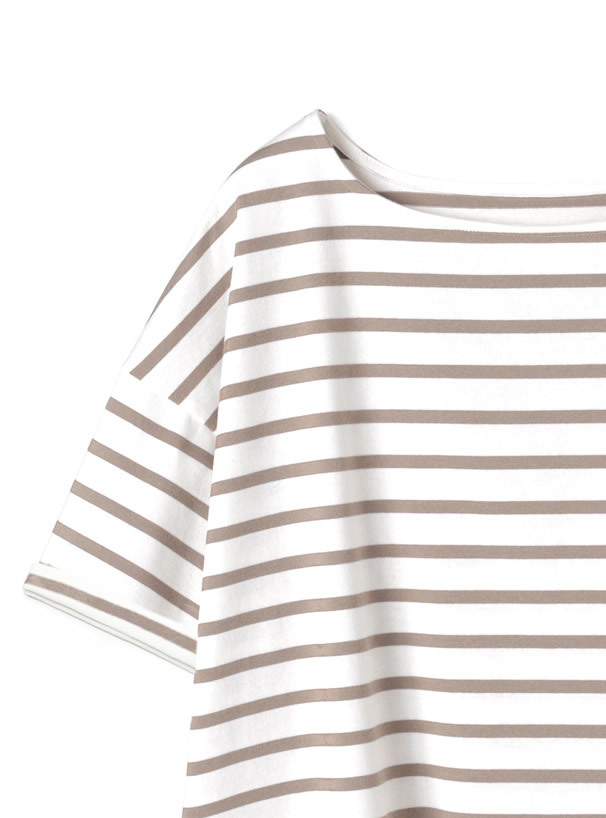 袖ロールアップボーダーTシャツ