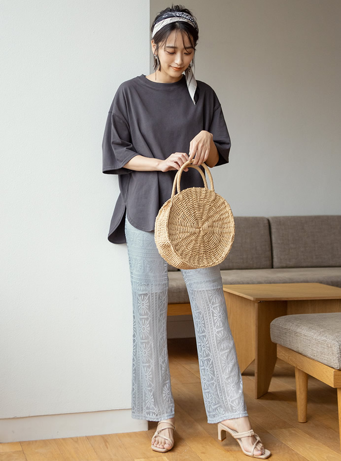 シースルーレースフレアパンツ