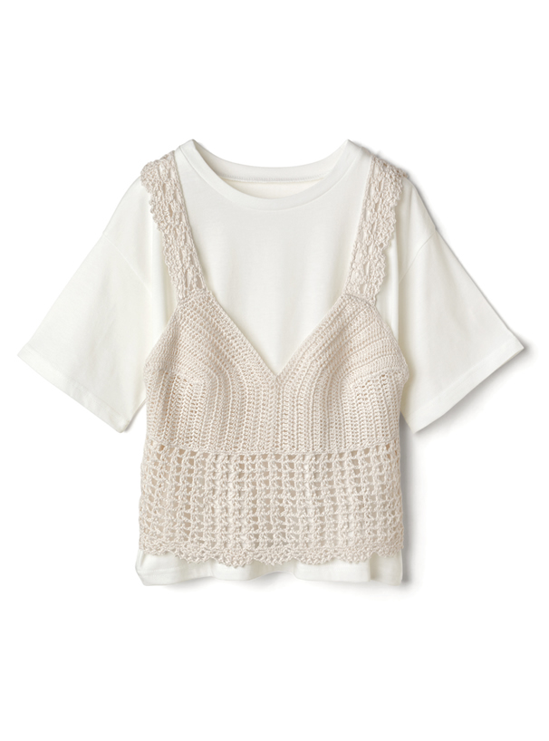 かぎ針編みビスチェXTシャツセット