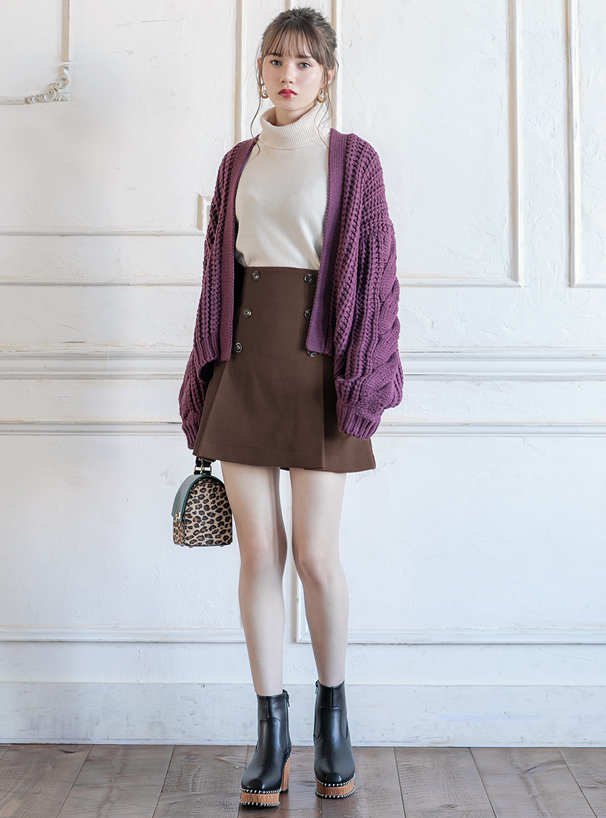 フェイクウールダブルボタンスカート[iz76] | レディースファッション 