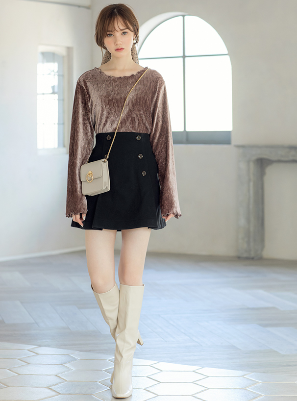 フェイクウールダブルボタンスカート[iz76] | レディースファッション 