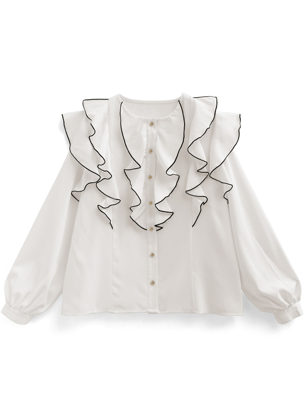 配色メロウフリルブラウス