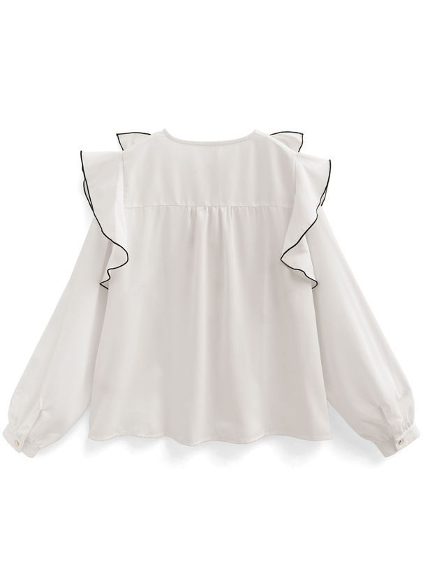 配色メロウフリルブラウス