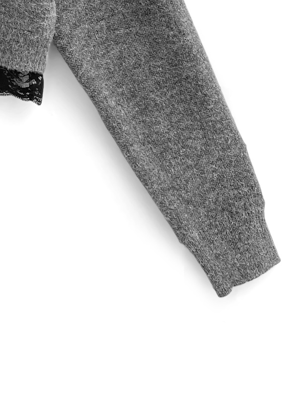 レースショート丈ニットカーディガン