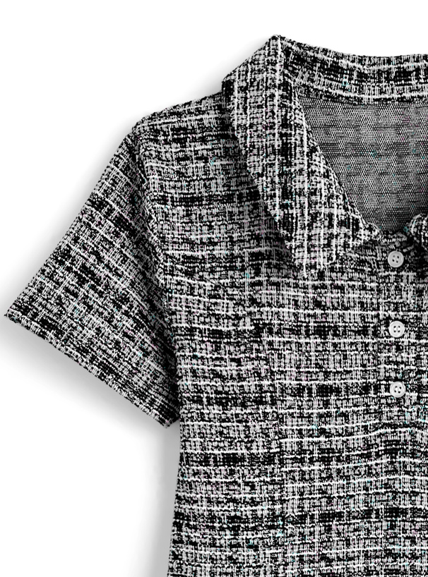 ツイードチェック柄ポロプリーツミニワンピース[jm010] | レディース