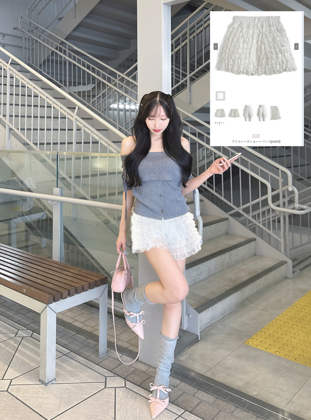 aclent アクレント ホワイト レースフリル ショートパンツ ショートパンツ｜ACLENT（アクレント）