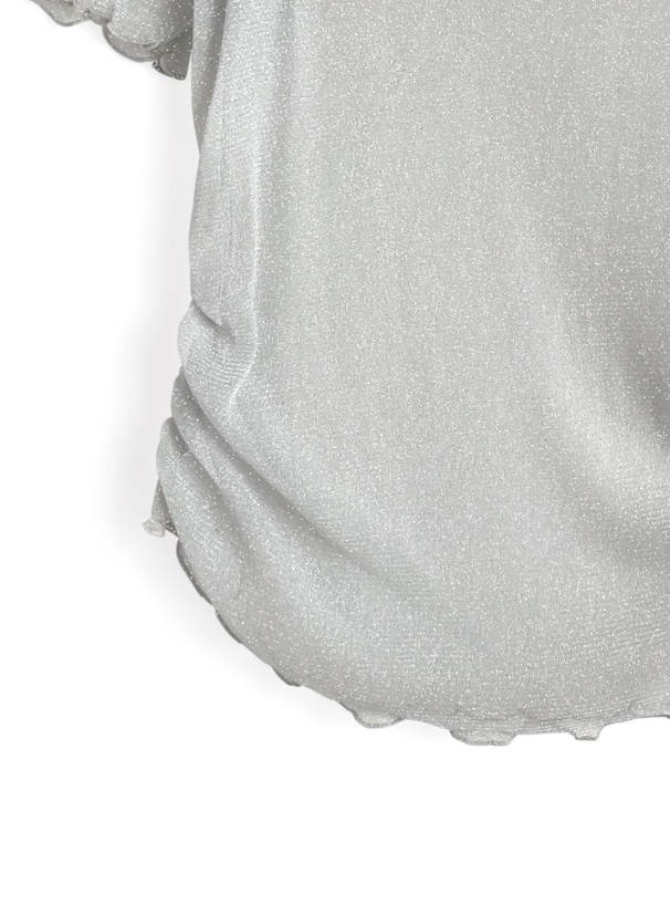 ワンショルダーラメトップス