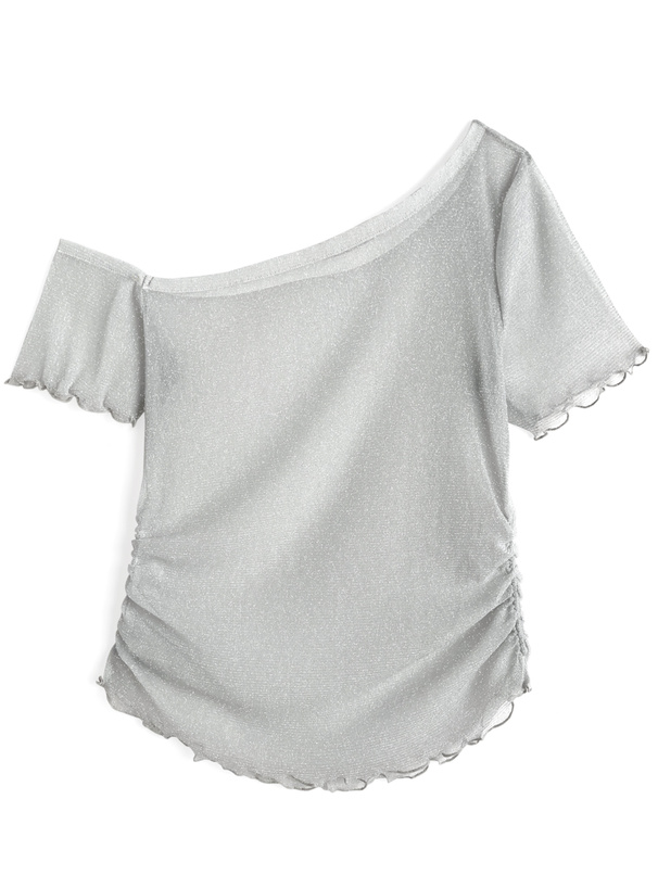 ワンショルダーラメトップス