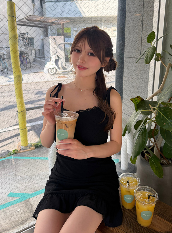 ドット柄レースキャミソールミニワンピース
