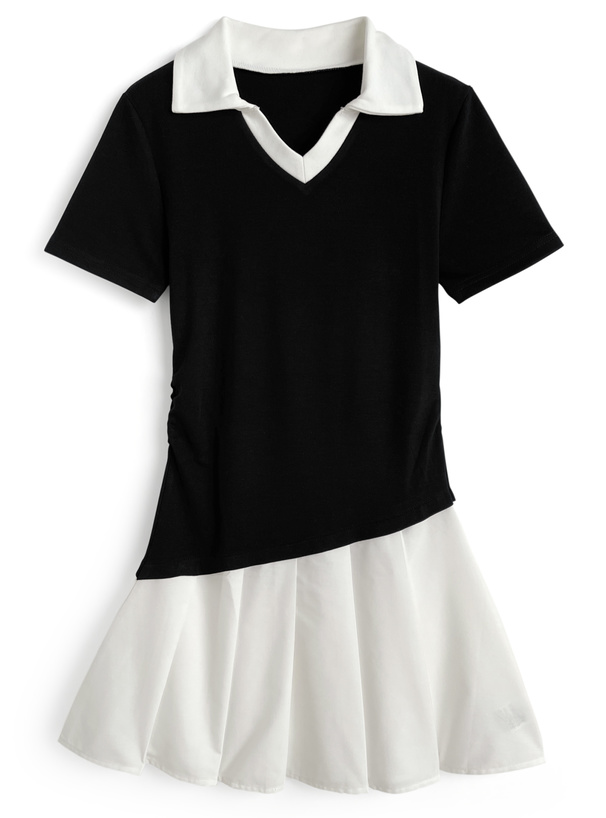 アシメプリーツポロミニワンピース