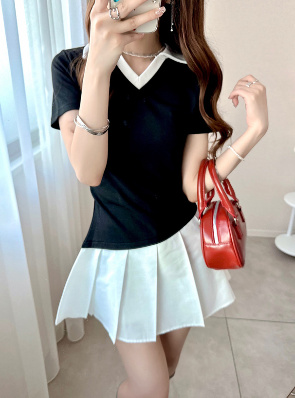 アシメプリーツポロミニワンピース