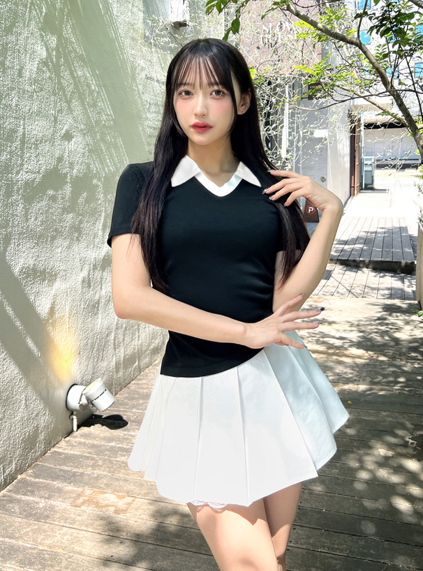 アシメプリーツポロミニワンピース