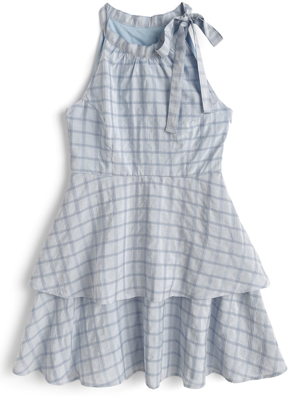 チェック柄ホルターネックティアードミニワンピース