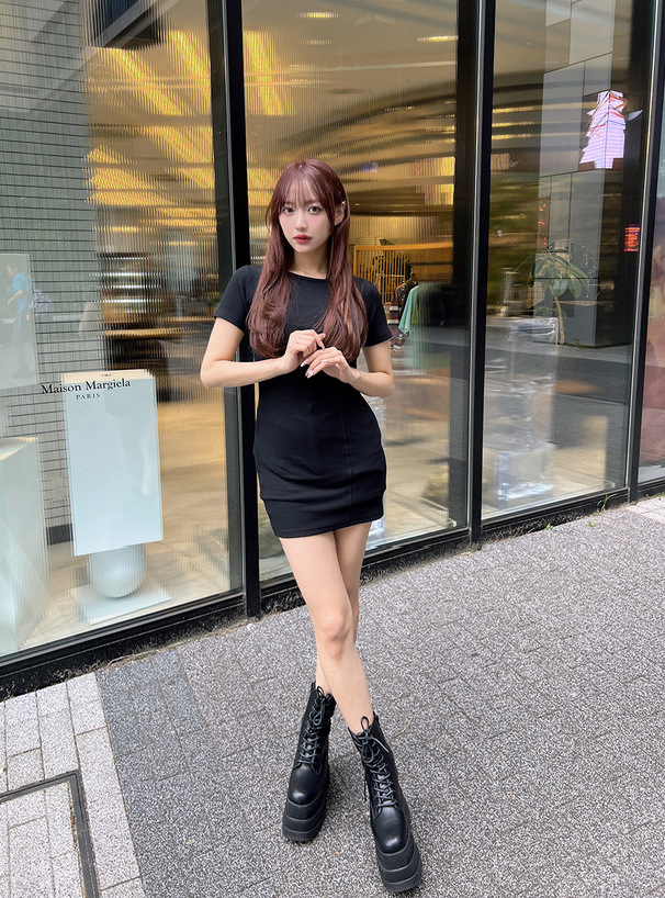 【関税込み】GUIZIO ブラック Rose ミニワンピース アシメネックミニワンピース[jm048] | レディースファッション