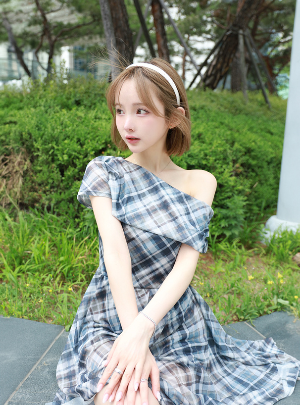 pium グレー チェック柄 ミニワンピース 半袖 pium グレー チェック柄 ミニワンピース 半袖 pium グレー