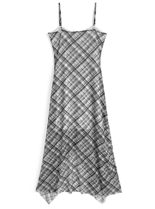 チェック柄イレヘムチュールフリルキャミソールワンピース