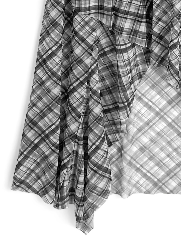 チェック柄イレヘムチュールフリルキャミソールワンピース