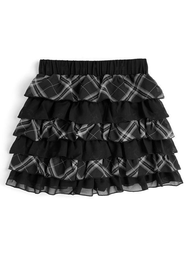 チェック柄ティアードキュロット