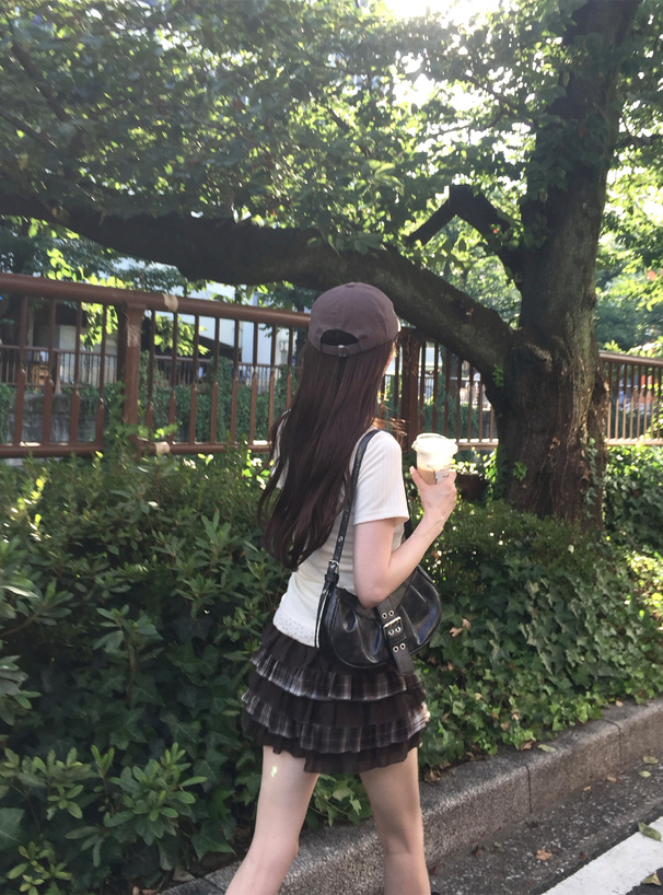 チェック柄ティアードキュロット