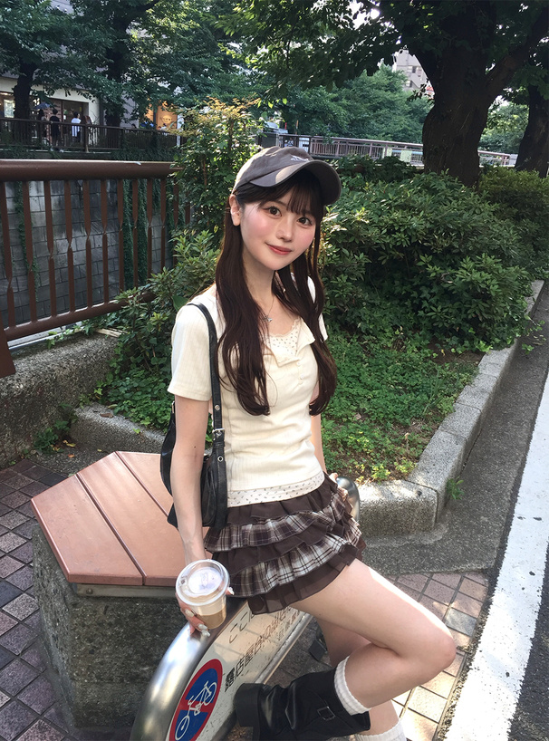 チェック柄ティアードキュロット