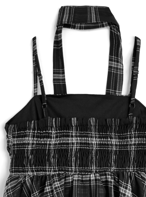 チョーカー付きチェック柄アシメキャミチュニック[jm058] | レディース