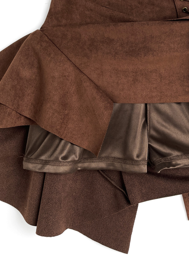 インパン裏地付レースアップイレヘムスエードスカート[jm059