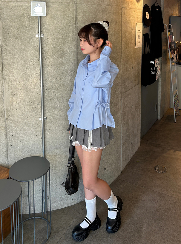 サイドリボンタックシャツ