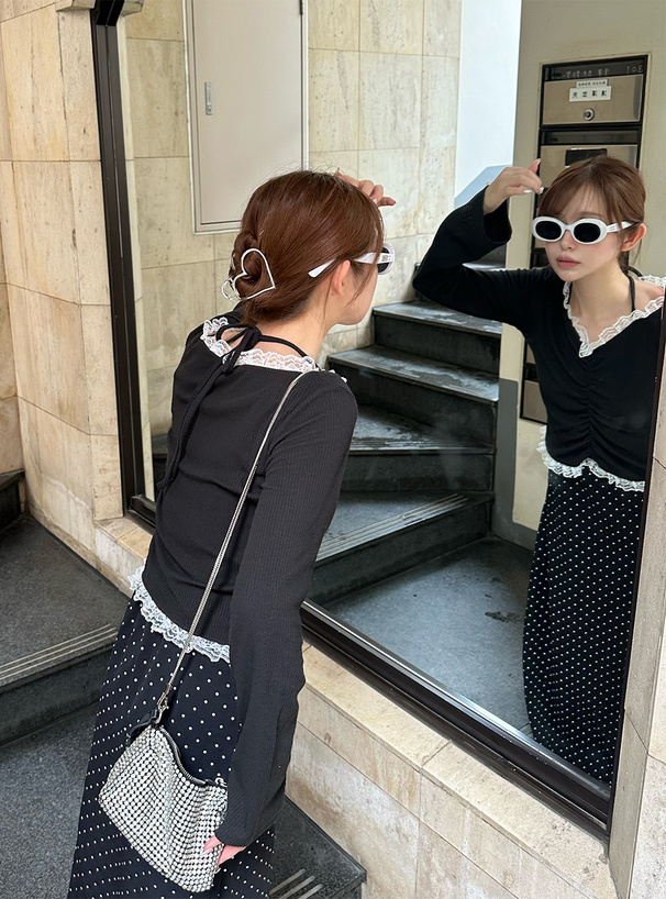 フロントギャザークロスネックレーストップス[jm066] | レディース