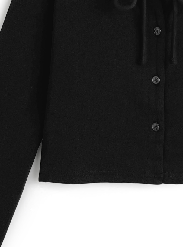 シャツレイヤード風フロントリボントップス