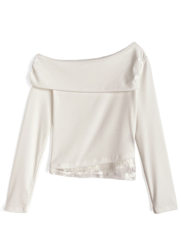 裾レースワンショルダートップス