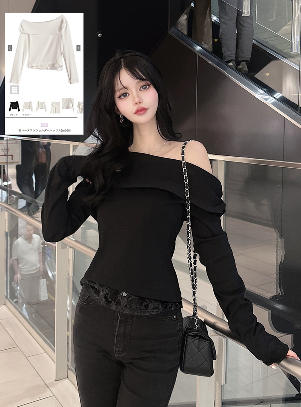 裾レースワンショルダートップス[jm068] | レディースファッション通販