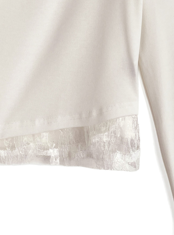 裾レースワンショルダートップス