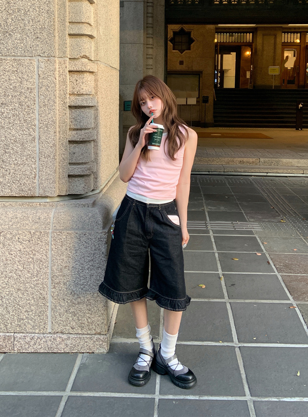 ベーシックタンクトップ×リブタンクトップアンサンブル