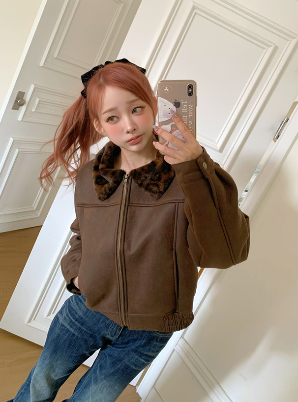 レオパード柄ファースエードボアジャケット[jm081] | レディース