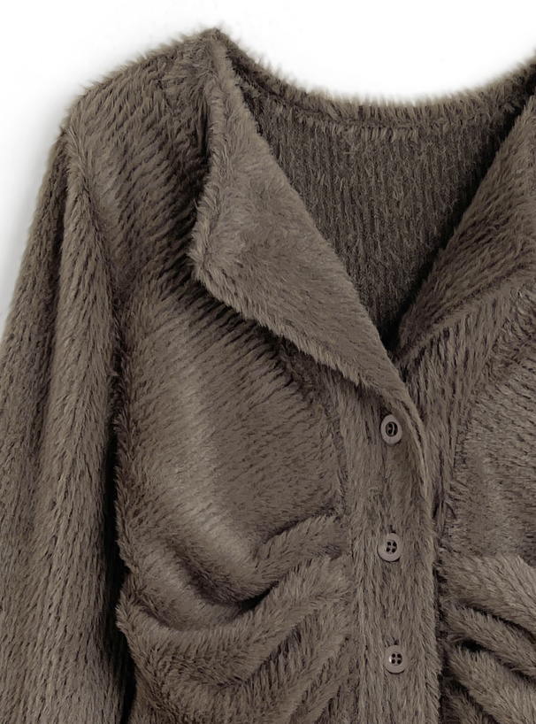 オープンカラーフロントギャザーシャギートップス[jm082] | レディース