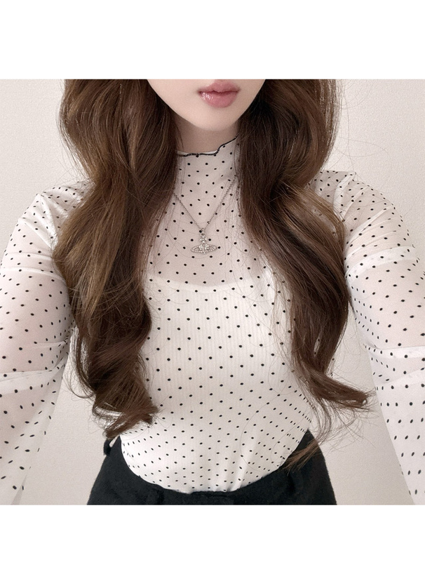 ドット柄メロウシアートップス