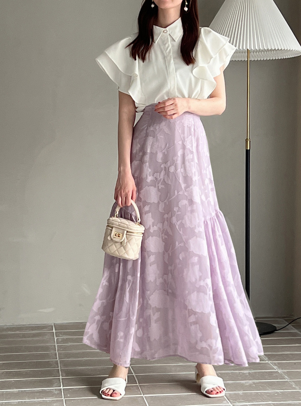 花柄シアーサイドギャザースカート[js36] | レディースファッション