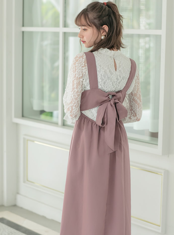 レーストップスXバックリボンワンピースセットアップ