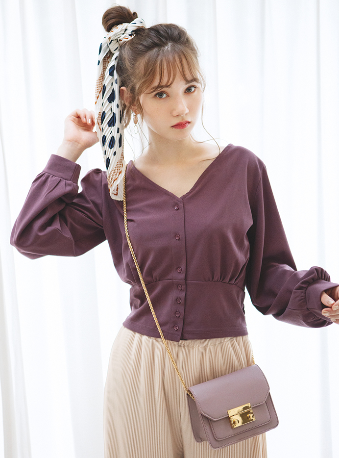 カットジョーゼット前後2wayカシュクールトップス