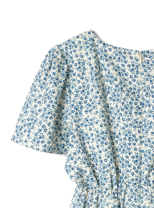 リボン付きカシュクール花柄ワンピース