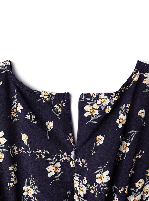リボン花柄カシュクールワンピース
