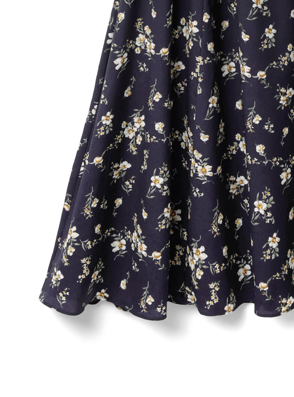 リボン花柄カシュクールワンピース
