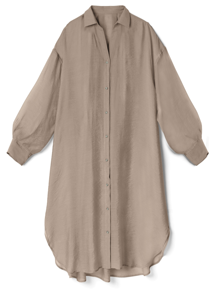 ロングシアーシャツワンピース