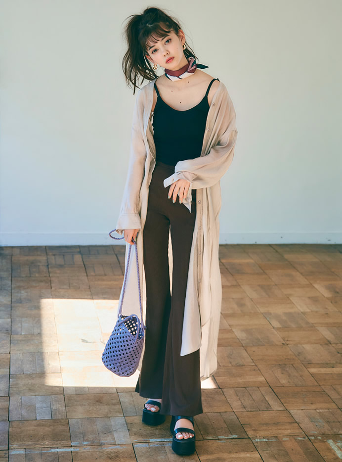 ロングシアーシャツワンピース