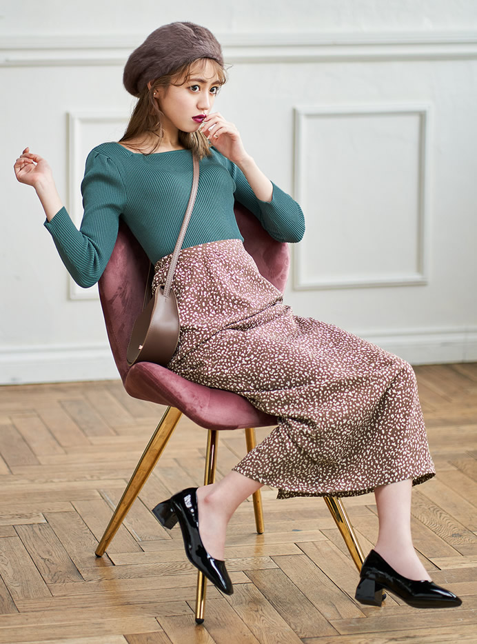 レオパード柄ストレートスカート