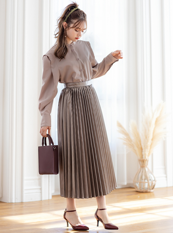 光沢レザープリーツスカート K8609v レディースファッション通販のグレイル Grl 公式