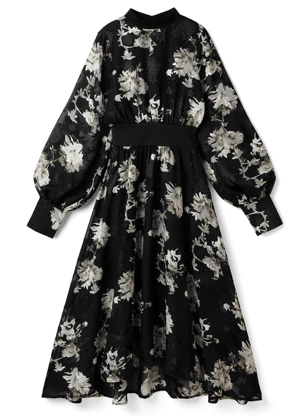 花柄シフォンワンピース
