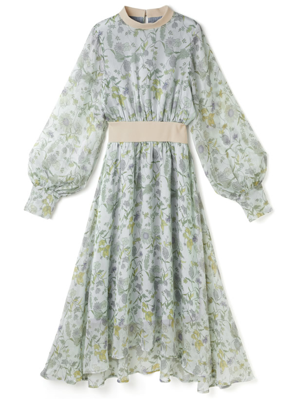 花柄シフォンワンピース